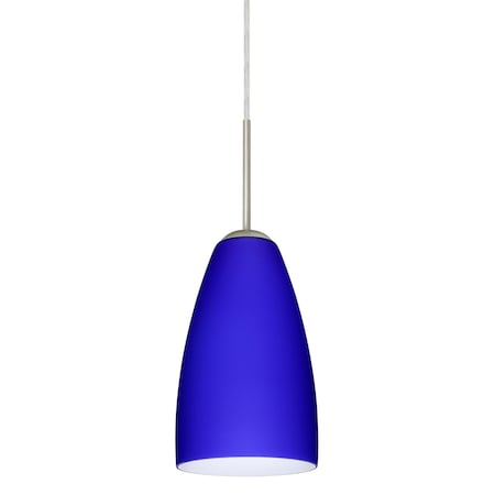 Besa Lighting Riva 9 Cord Pendant, Cobalt Blue Matte, Satin Nickel Finish, 1x9W LED 1JT-1511CM-LED-SN
